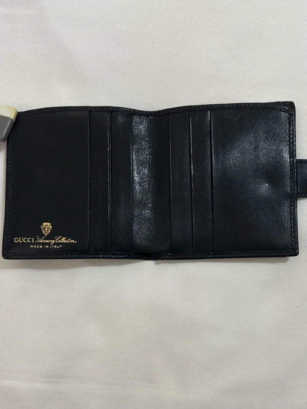 VINTAGE GUCCI GG SUPREME RACING STRIPE WEB WALLET BIFOLD CANVAS LEATHER SHERRY - Picture 4 of 14